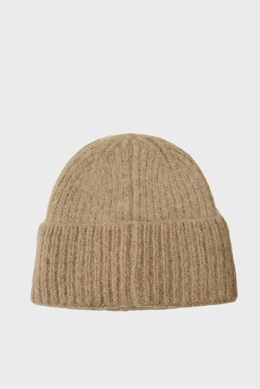 Женская бежевая шерстяная шапка K ESSENTIAL BEANIE 3