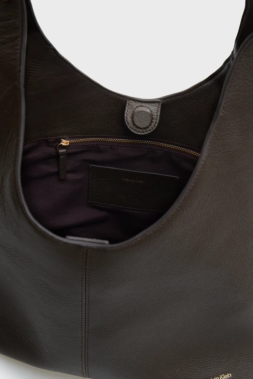 Жіноча темно-коричнева шкіряна сумка SLOUCHY LEATHER MD SHOULDER 5