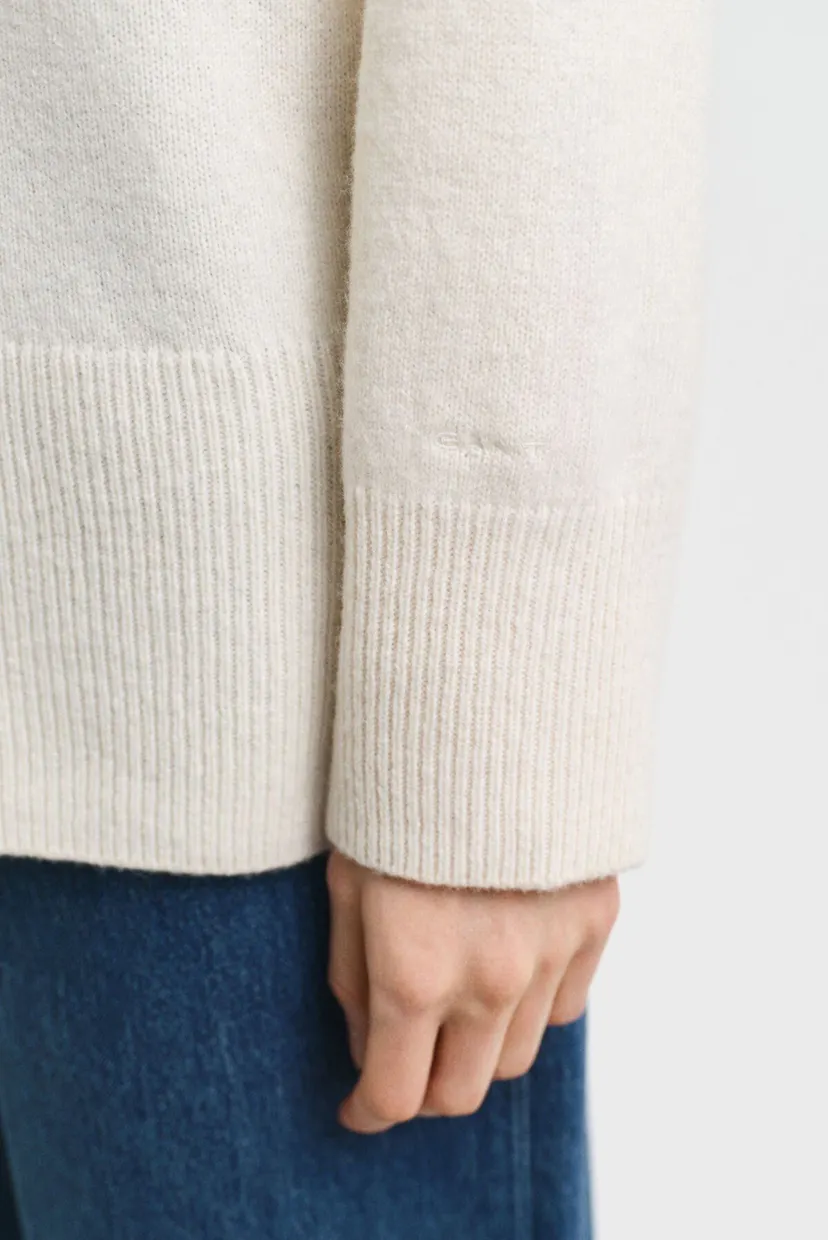 Женский белый шерстяной свитер HERRINGBONE DETAIL ROLLNECK 5