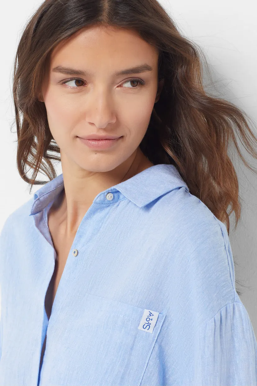 Женская голубая льняная рубашка JUSTINE 5