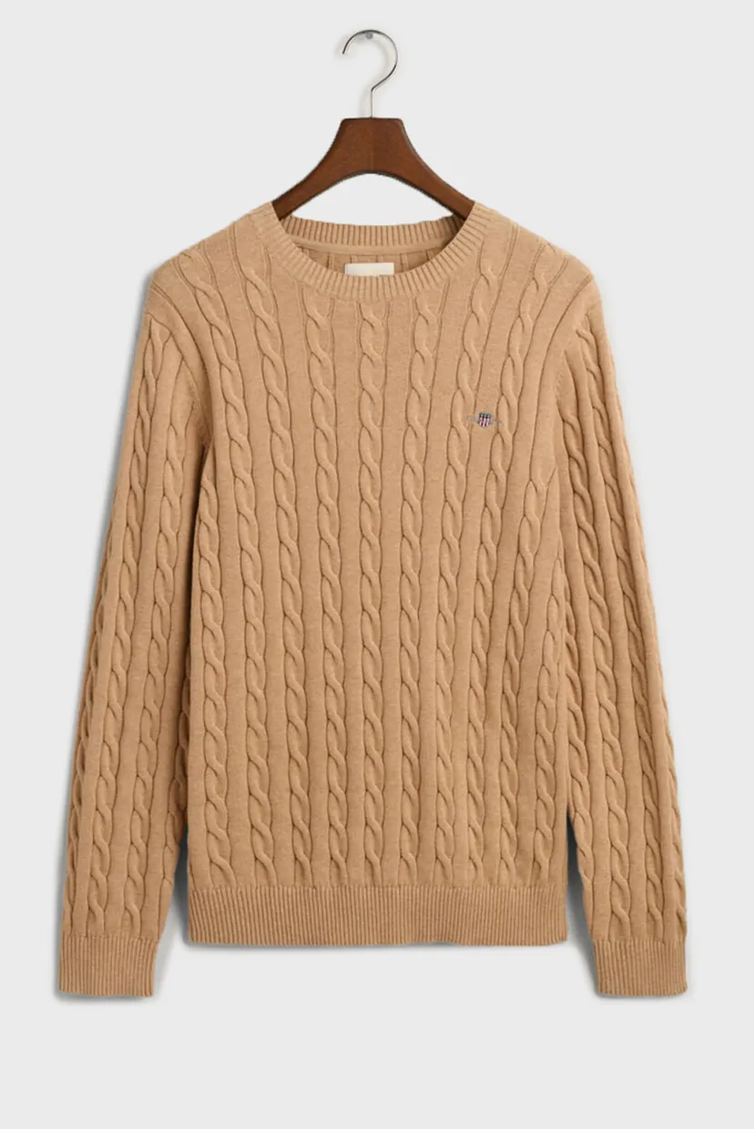 Мужской бежевый джемпер COTTON CABLE C-NECK 5