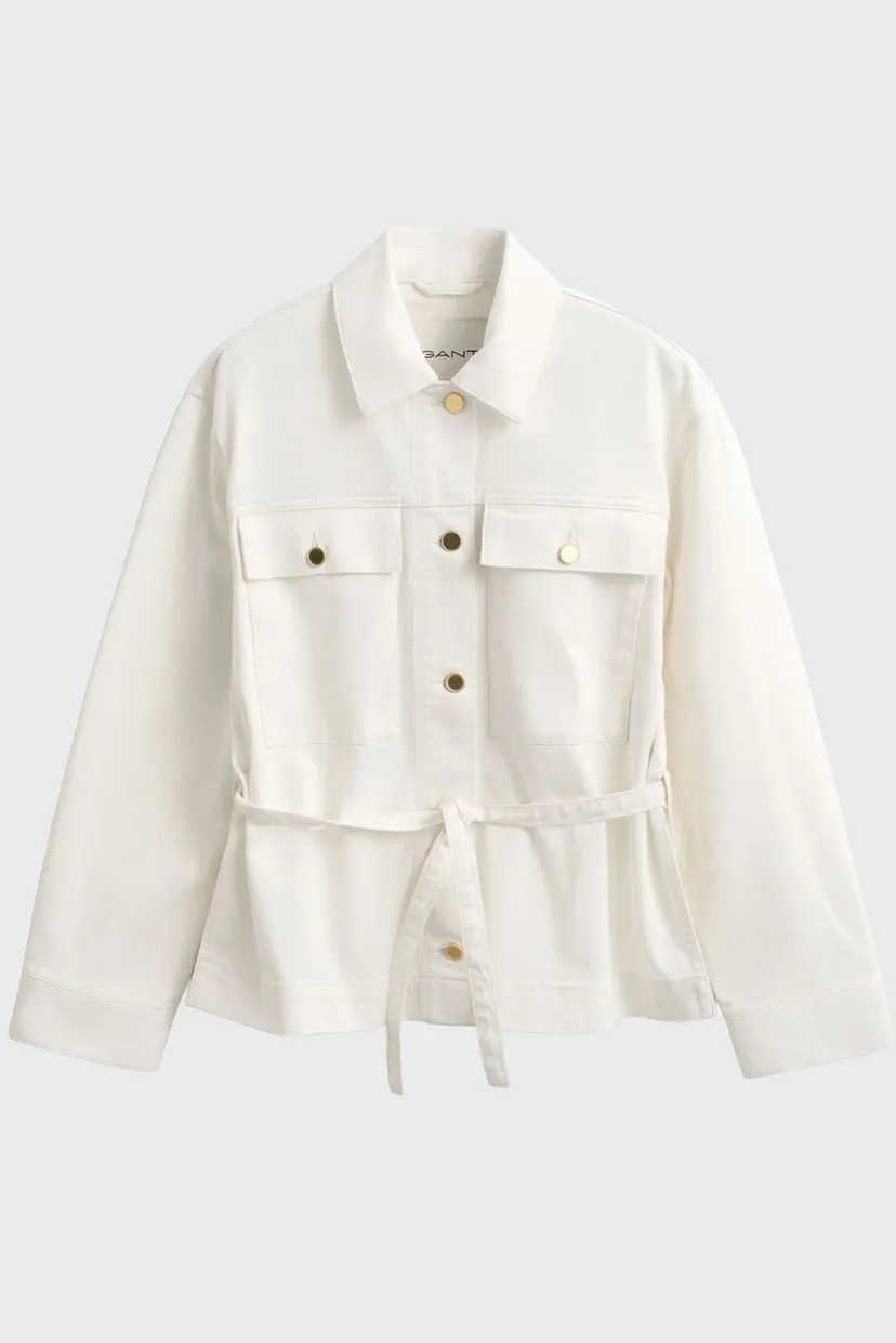 Жіноча біла джинсова куртка WITH TIE DETAIL 6