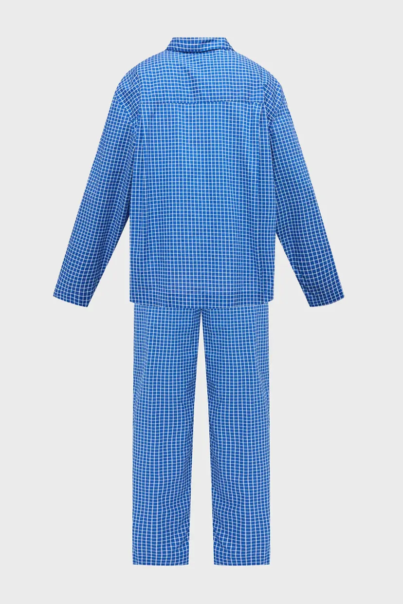 Мужская синяя пижама (рубашка, брюки) в клетку POPLIN 4