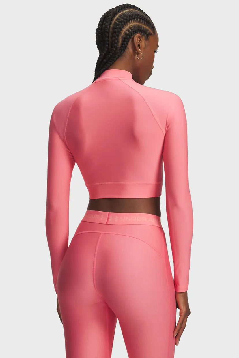 Женский розовый топ HeatGear Crop Mock LS 3