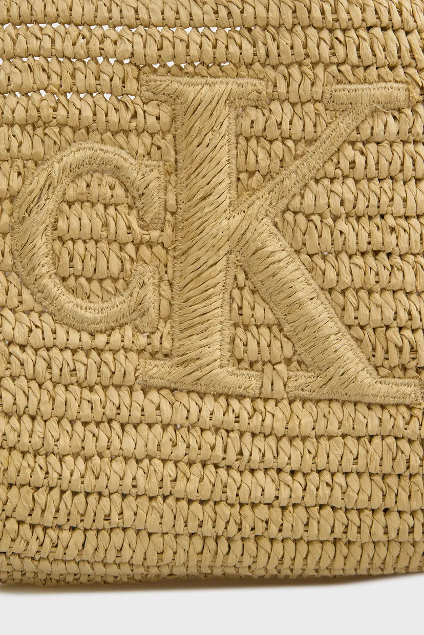 Женская бежевая сумка BOLD CK RAFFIA LG SHOULDER BAG 5