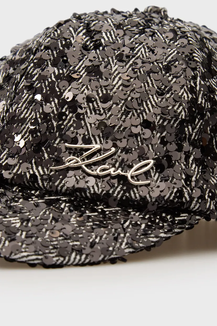 Женская черная кепка signature herringbone 4