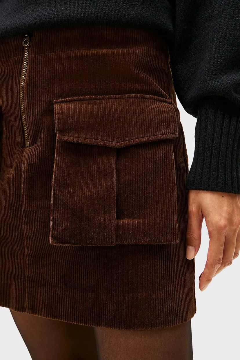 Женская коричневая вельветовая юбка CORDUROY 4