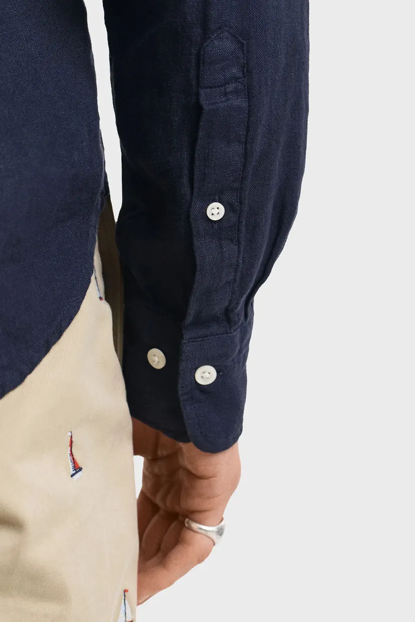 Чоловіча темно-синя лляна сорочка REG GMNT DYED LINEN SHIRT 5
