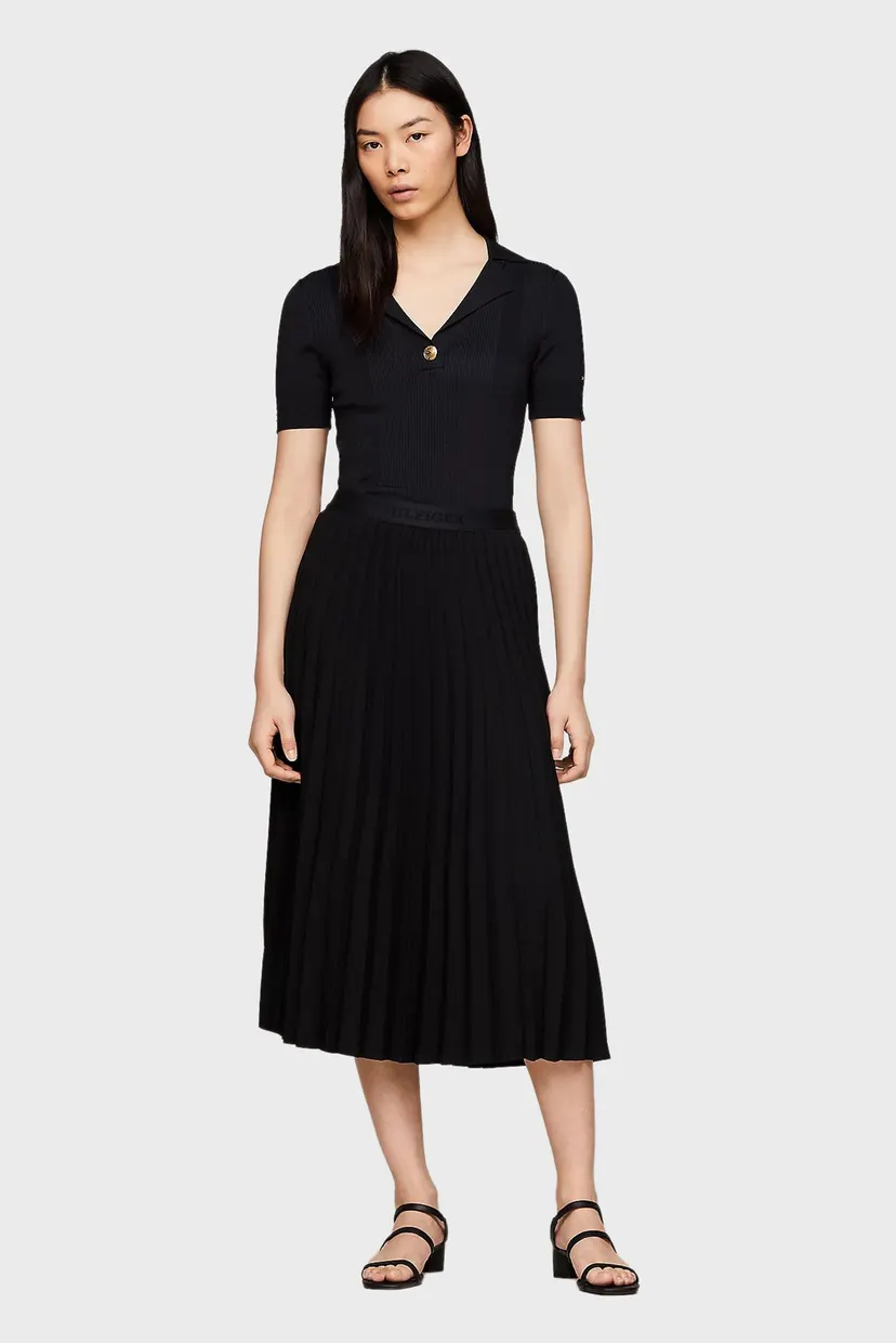 Жіноча чорна плісирована спідниця FLUID PLEATED MIDI SKIRT 3