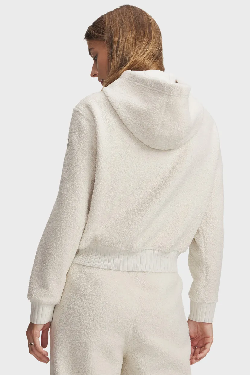 Женское белое худи UA High Pile Fleece Jkt 3