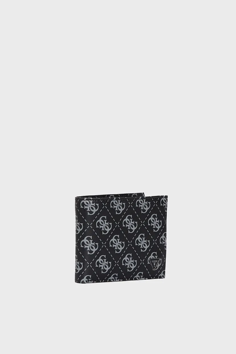 Чоловічий чорний шкіряний гаманець з візерунком MITO BILLFOLD WITH COIN POCKET 3