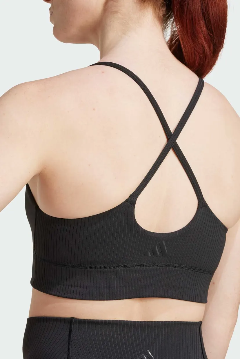 Женский черный топ adidas All Me Light Support Rib Long Line 5