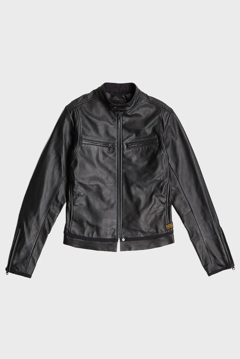 Женская черная кожаная куртка Leather biker jacket 5