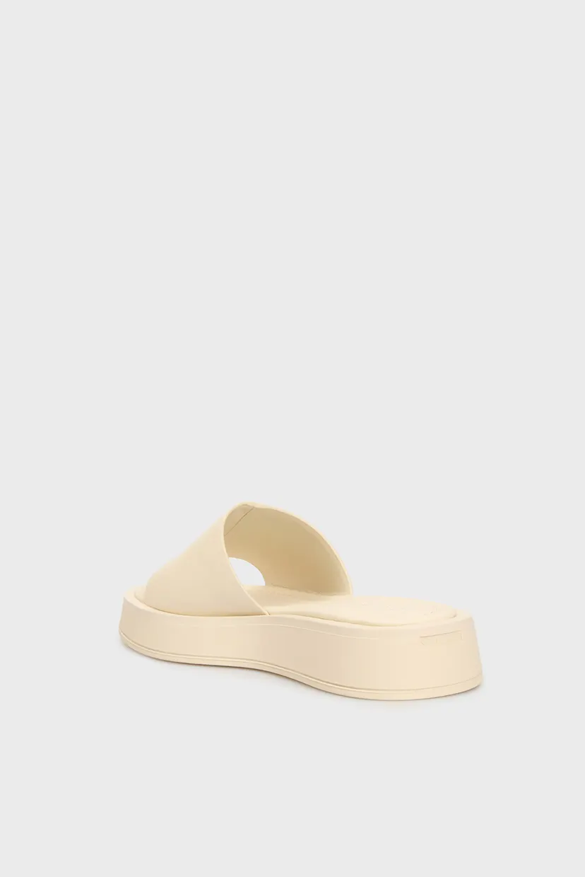 Женские белые кожаные слайдеры FLATFORM SLIDE W/CK HW - LTH 5