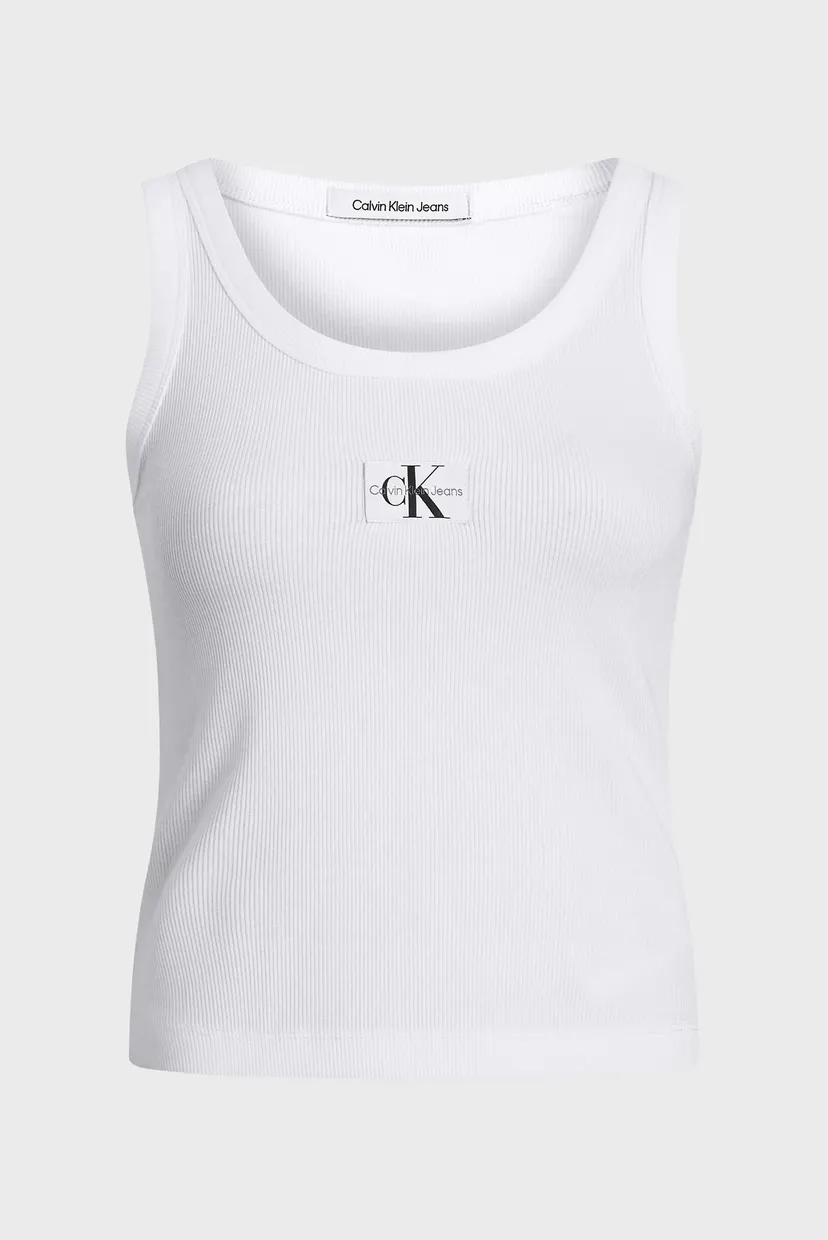 Жіноча біла майка WOVEN LABEL RIB TANK TOP 5