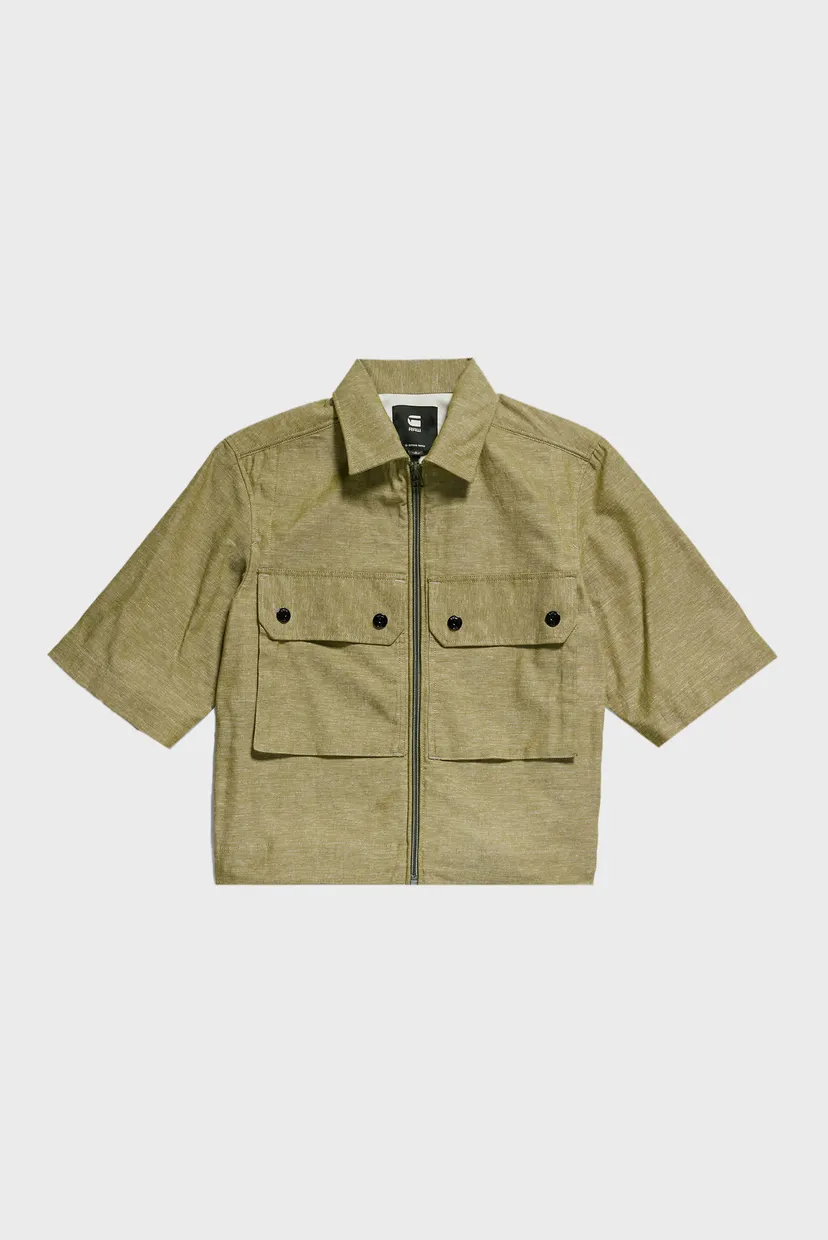 Жіноча оливкова сорочка cropped shirt 4
