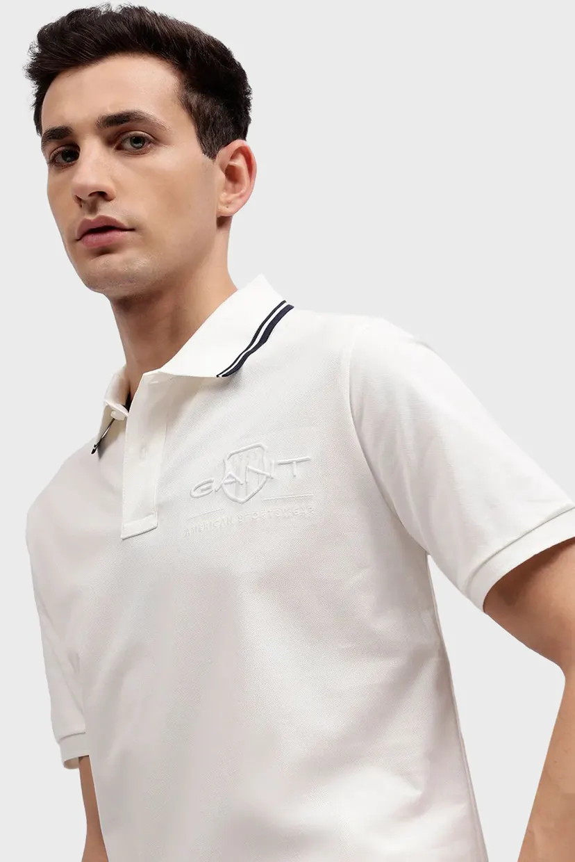 Чоловіче біле поло CONTRAST TIPPING SS PIQUE POLO 4