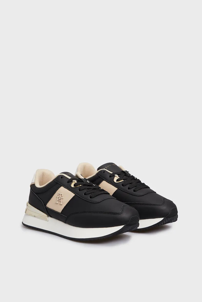 Женские черные кожаные кроссовки TH ELEVATED FEMININE RUNNER HW 3