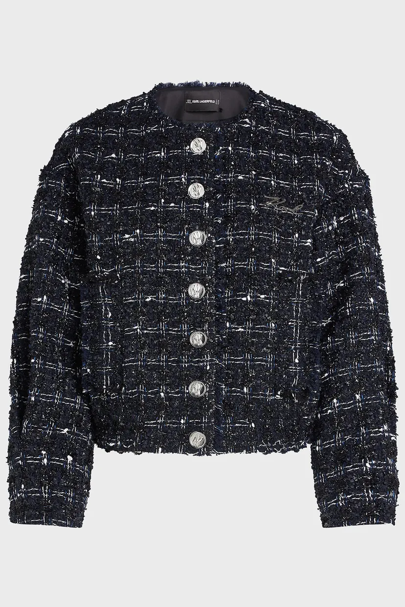 Жіночий темно-синій твідовий жакет BOUCLE BOMBER JACKET 5