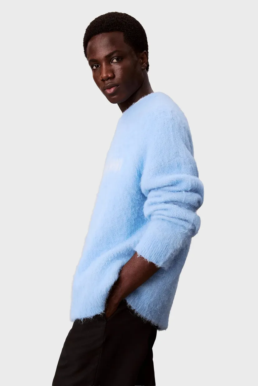 Мужской голубой шерстяной свитер BRUSHED ALPACA LOGO 3