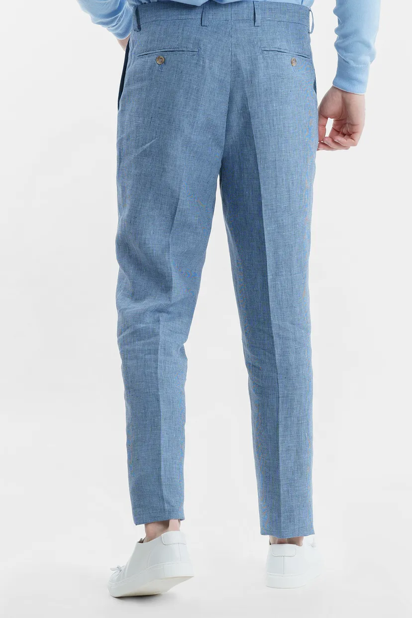 Мужские голубые льняные брюки 3