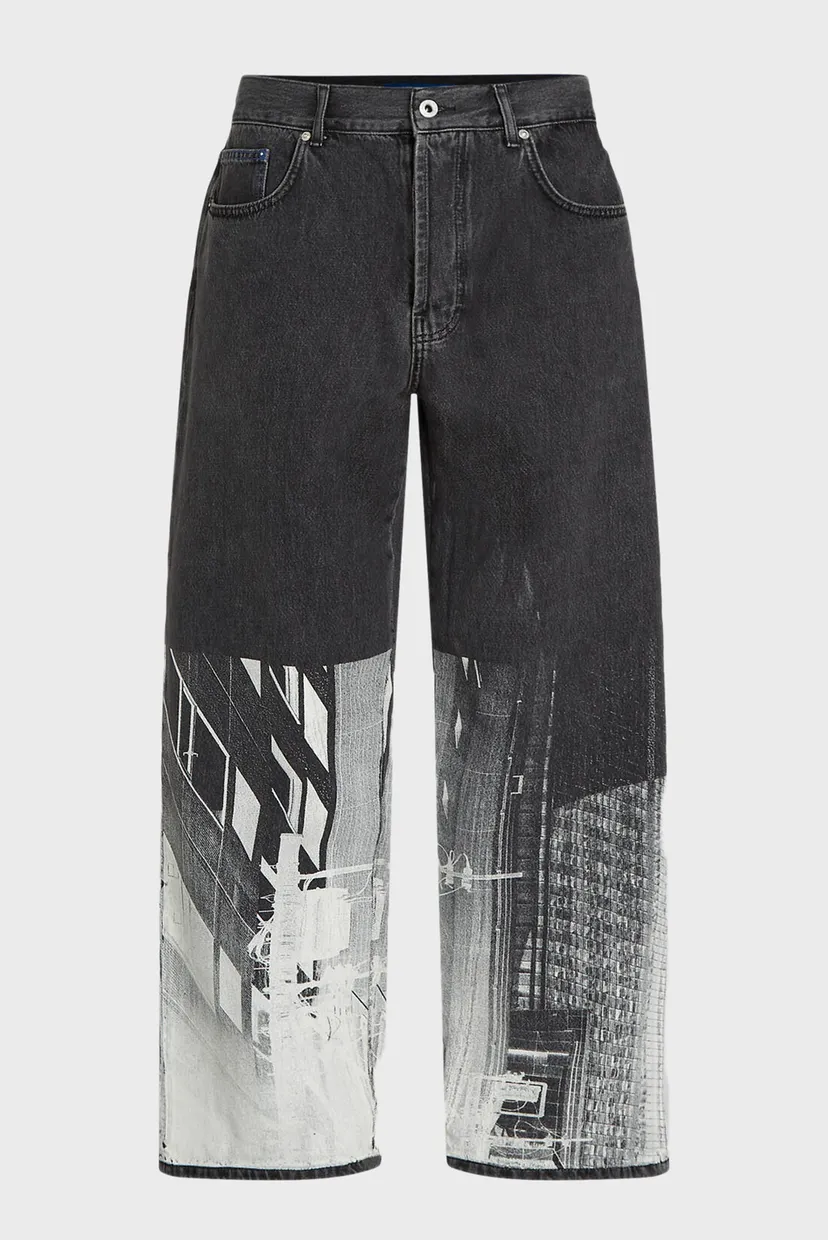 Мужские черные джинсы klj baggy print denim 5