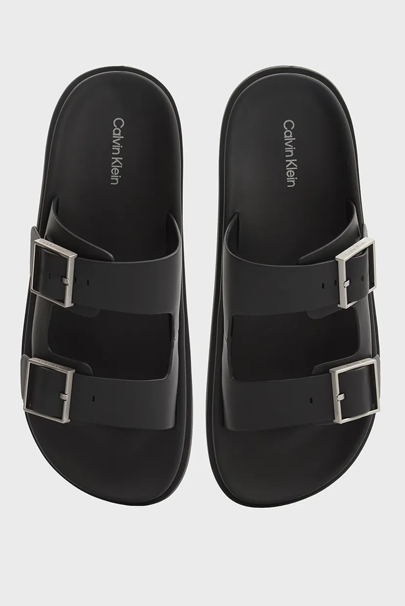 Женские черные кожаные слайдеры CITY BUCKLE 4