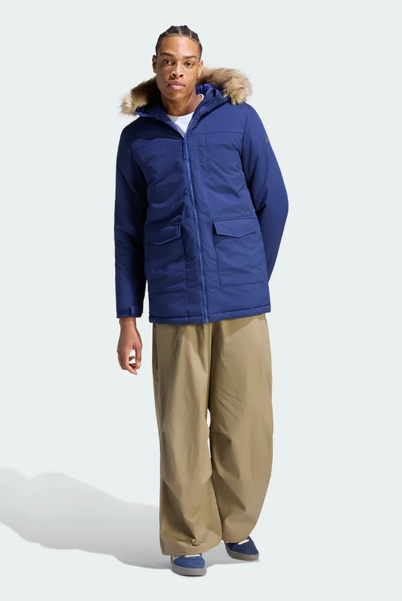 Мужская синяя парка Paveric Climawarm Fur adidas JX7748 — MD-Fashion