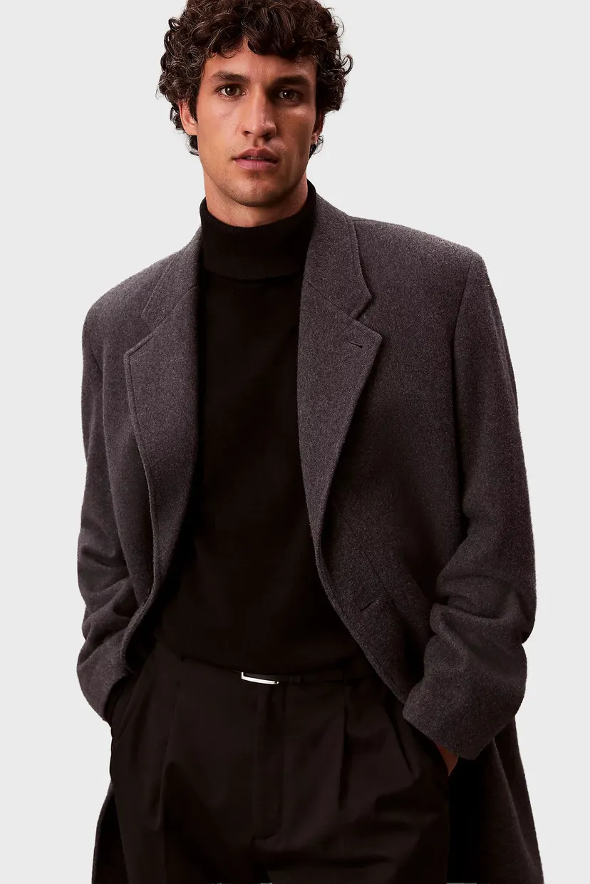 Чоловічий чорний вовняний гольф LS MERINO 5