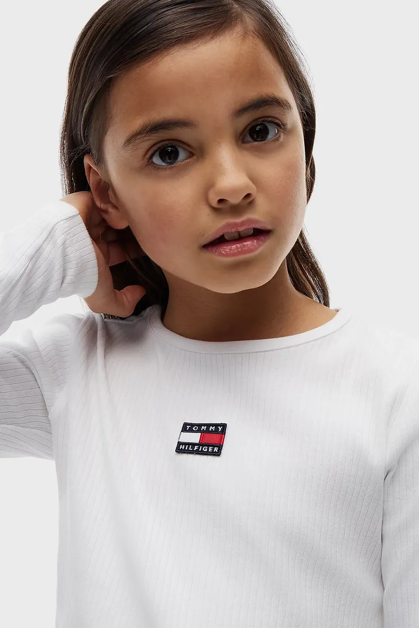 Детский белый лонгслив HERITAGE FLAG RIB KNIT TEE LS 4