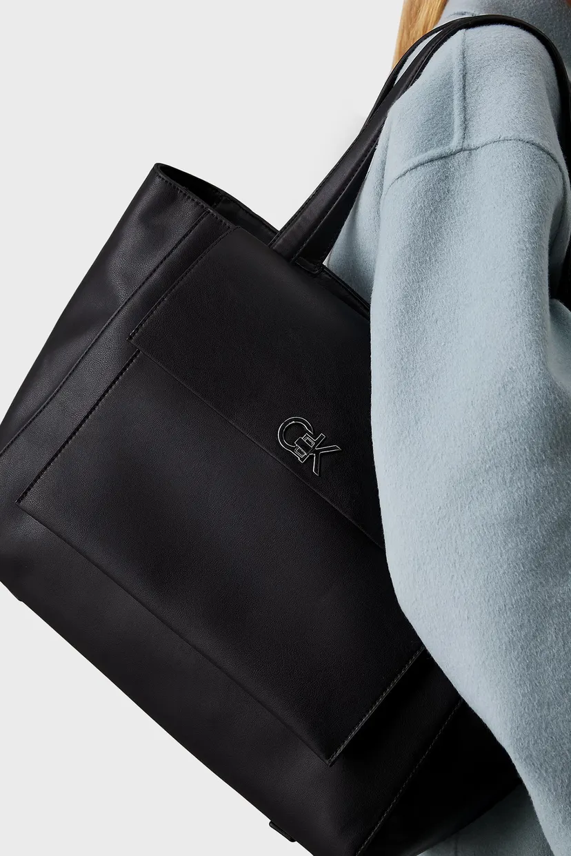 Жіноча чорна сумка CK MEDIUM SHOPPER W/POCKET 7