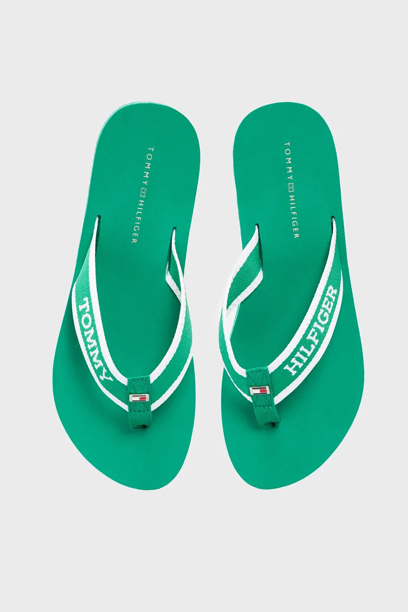 Жіночі зелені в'єтнамки HILFIGER WEBBING POOL SLIDE 4