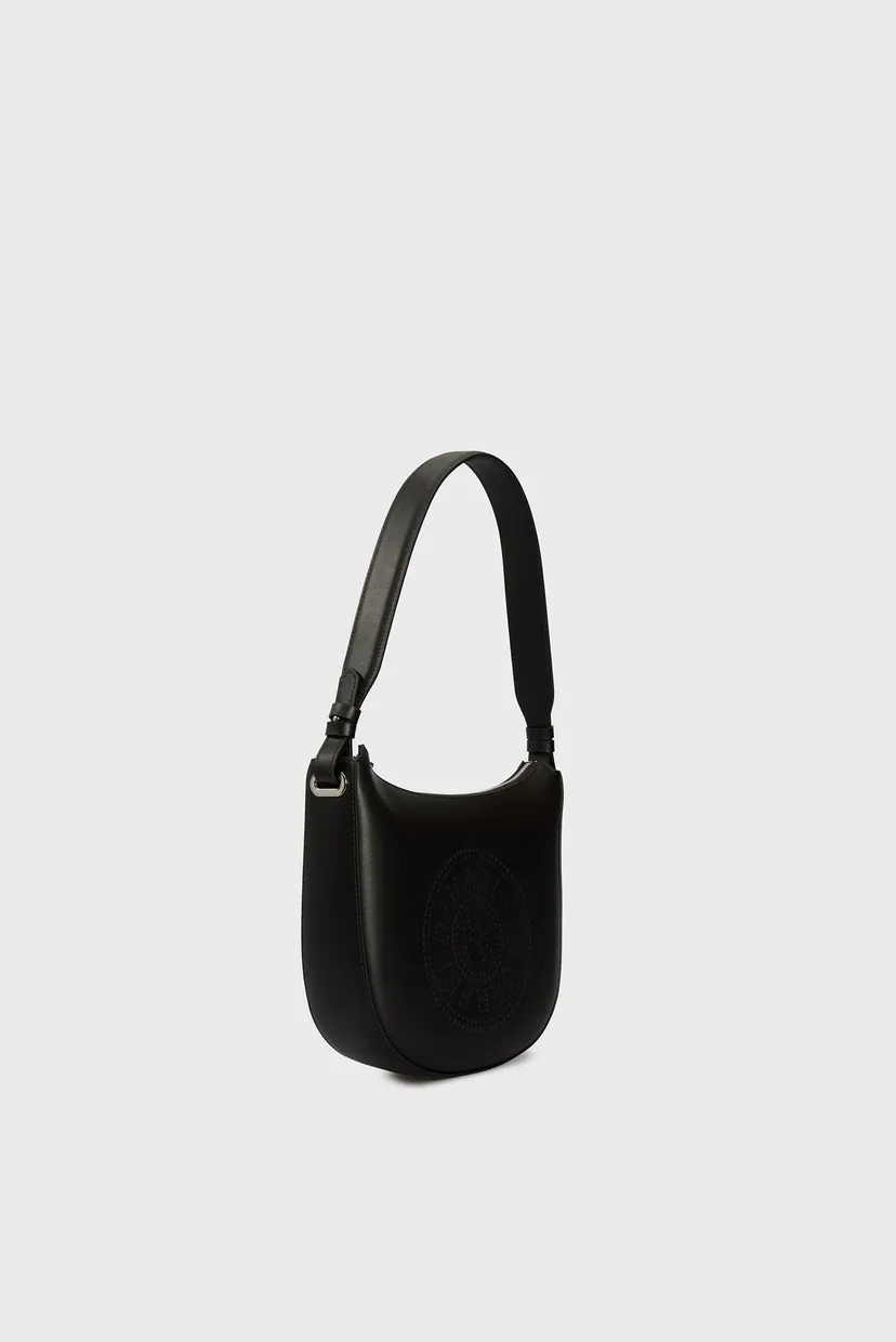 Женская черная кожаная сумка k circle moon shb perforated 3