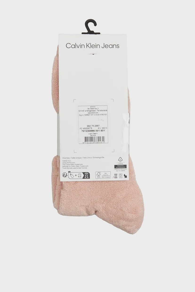 Женские розовые носки CKJ WOMEN SLOUCH SOCK MONOGRAM TERRY 3