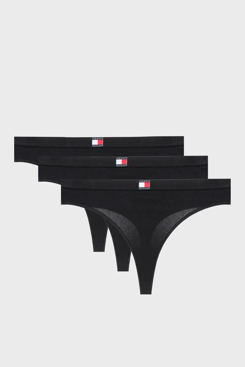 Жіночі чорні трусики (3 шт) THONG 1