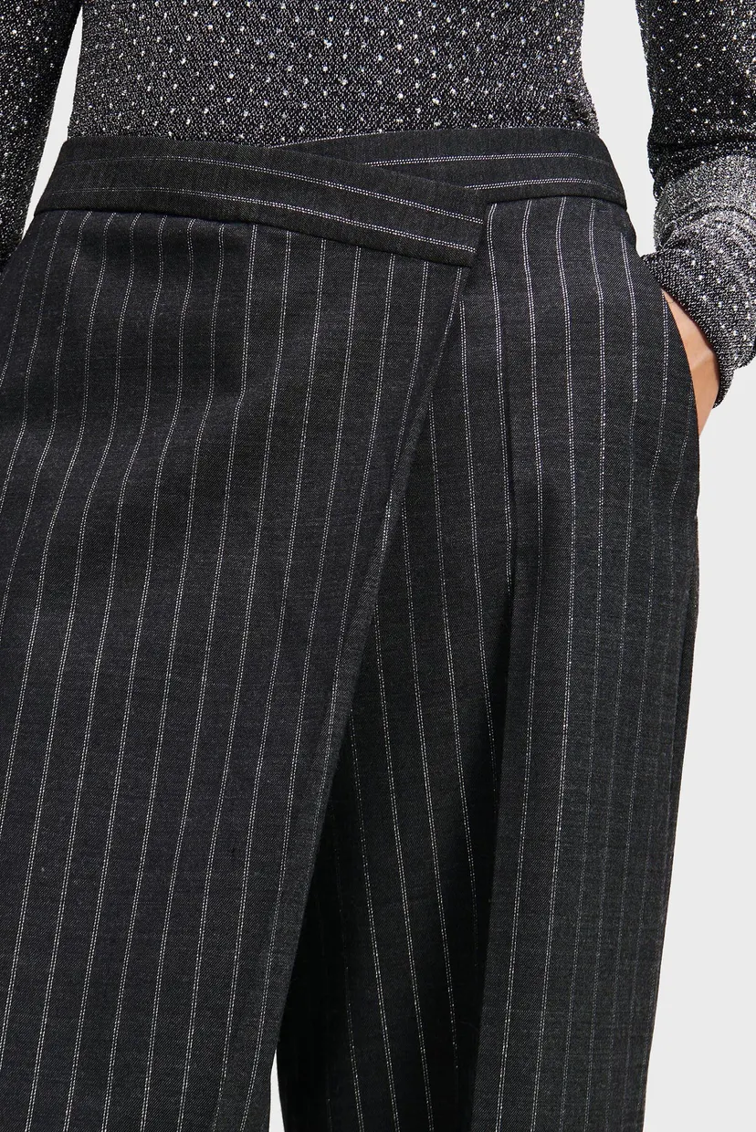 Женские серые брюки в полоску PINSTRIPE WRAP PANTS 4