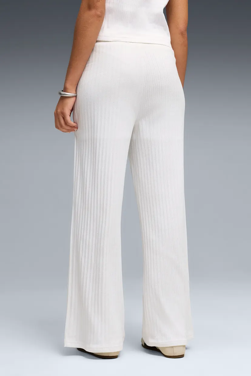 Женские белые спортивные брюки в полоску HER High-Waist Wide Leg Pants Women 3