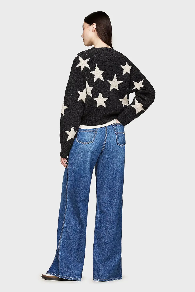 Женский черный свитер с узором TJW STAR SWEATER 3