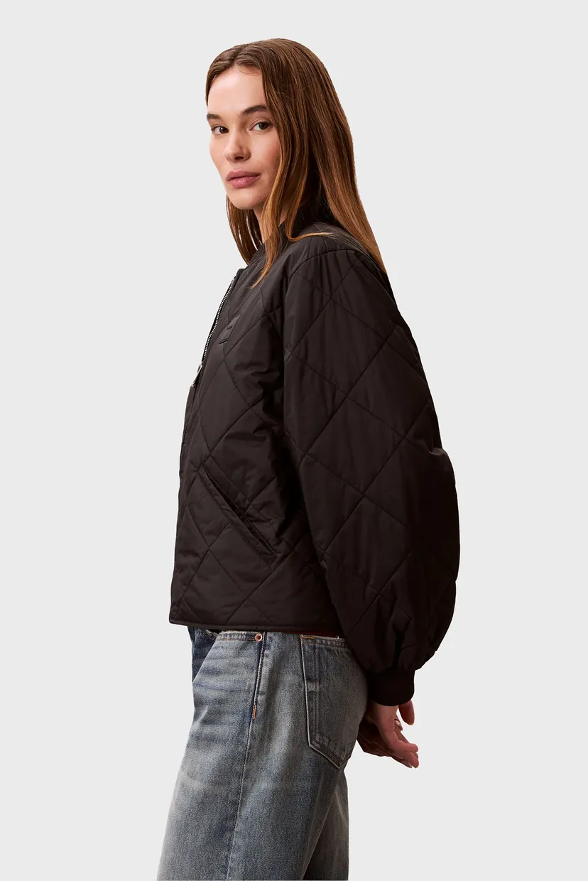 Женский черный бомбер LIGHTWEIGHT QUILTED BOMBER JACKE 3