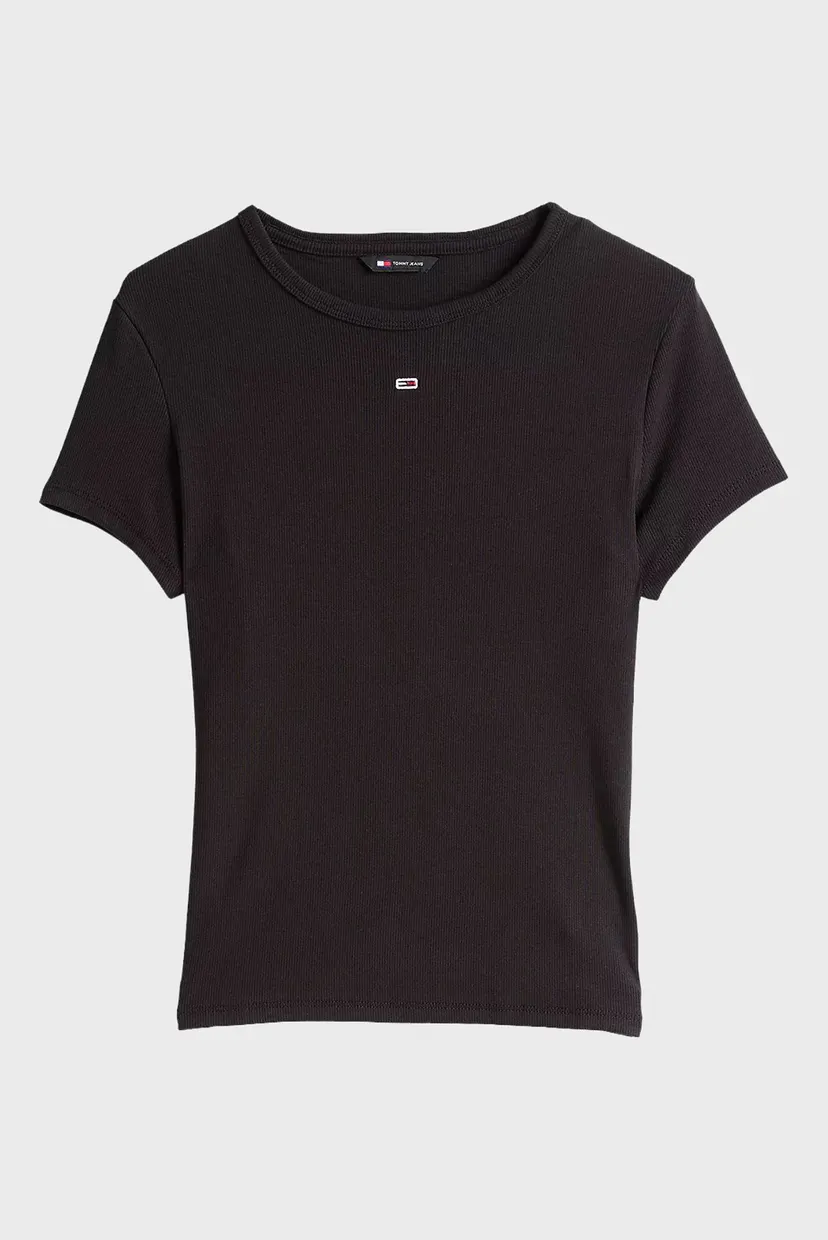 Женская черная футболка TJW SLIM ESSENTIAL RIB SS EXT 5