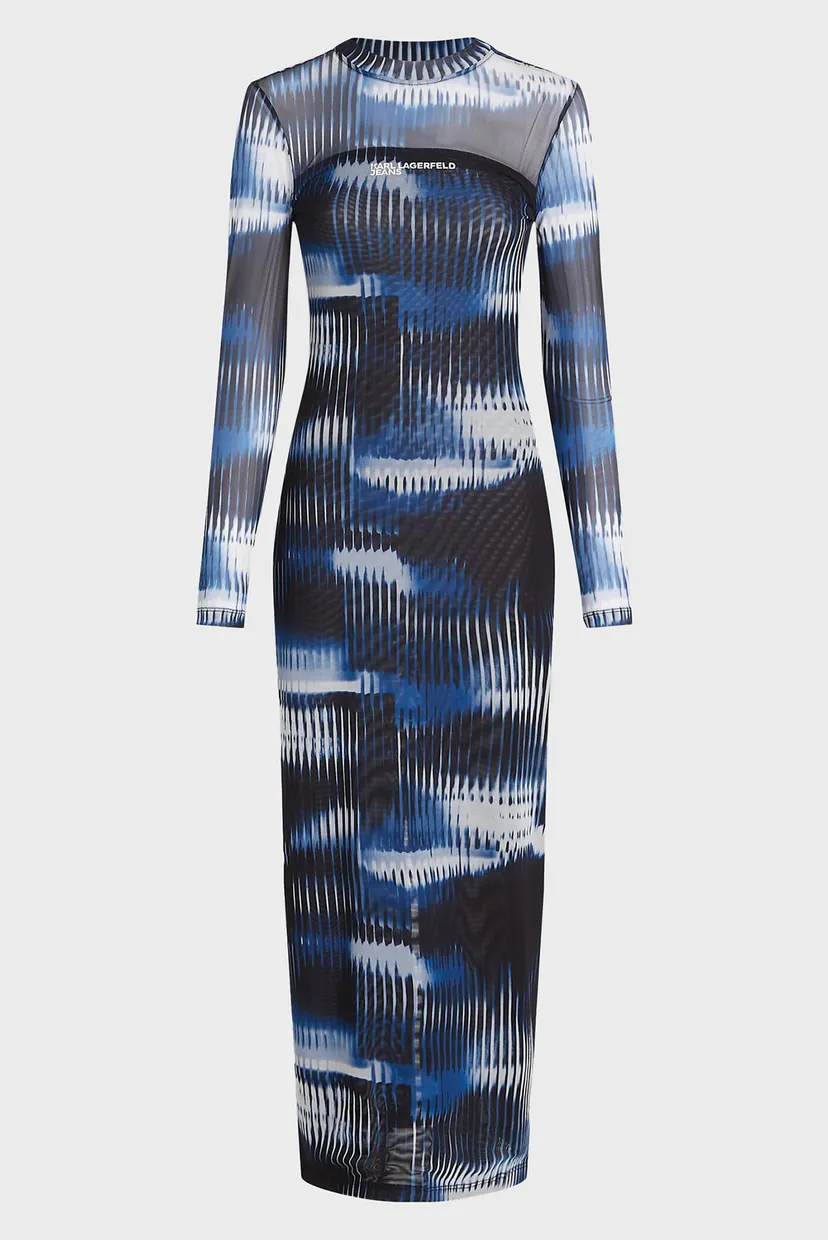 Жіноча синя сукня з візерунком KLJ AOP MESH MAXI DRESS 5