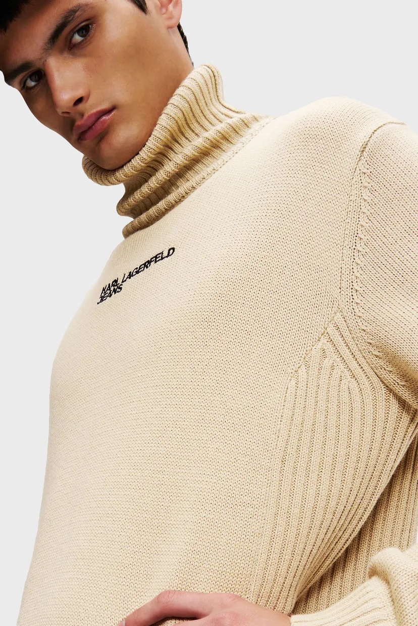 Чоловічий бежевий вовняний светр regular rollneck 4