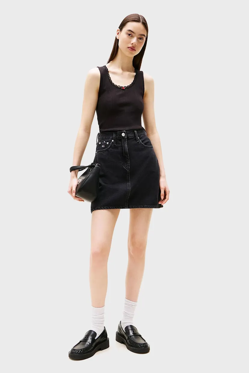 Жіноча чорна джинсова спідниця MOM SKIRT BI8080 3