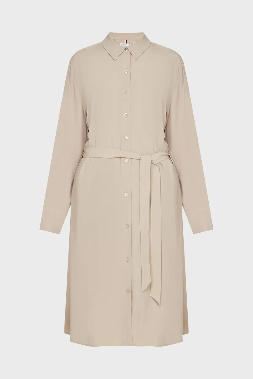 Женское бежевое платье FLUID VISCOSE CREPE KNEE DRESS 5