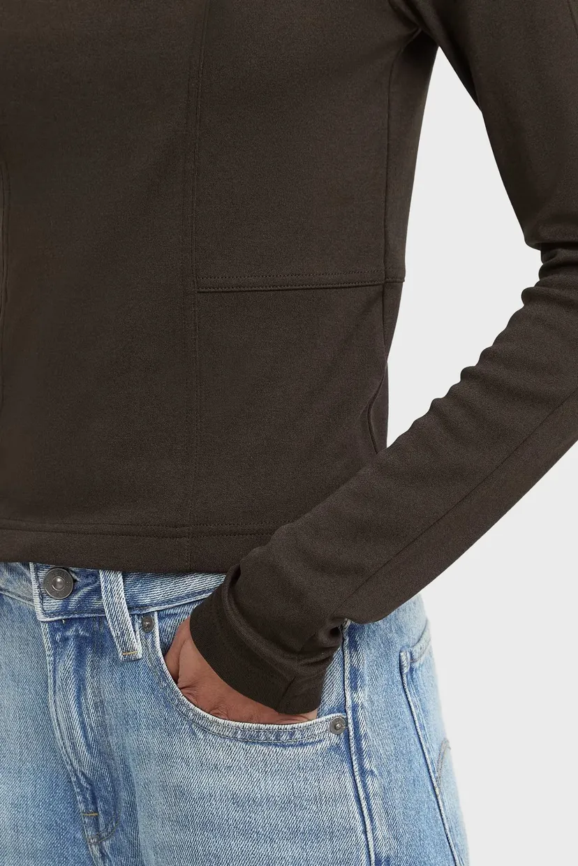 Женский коричневый лонгслив Drape jersey 5