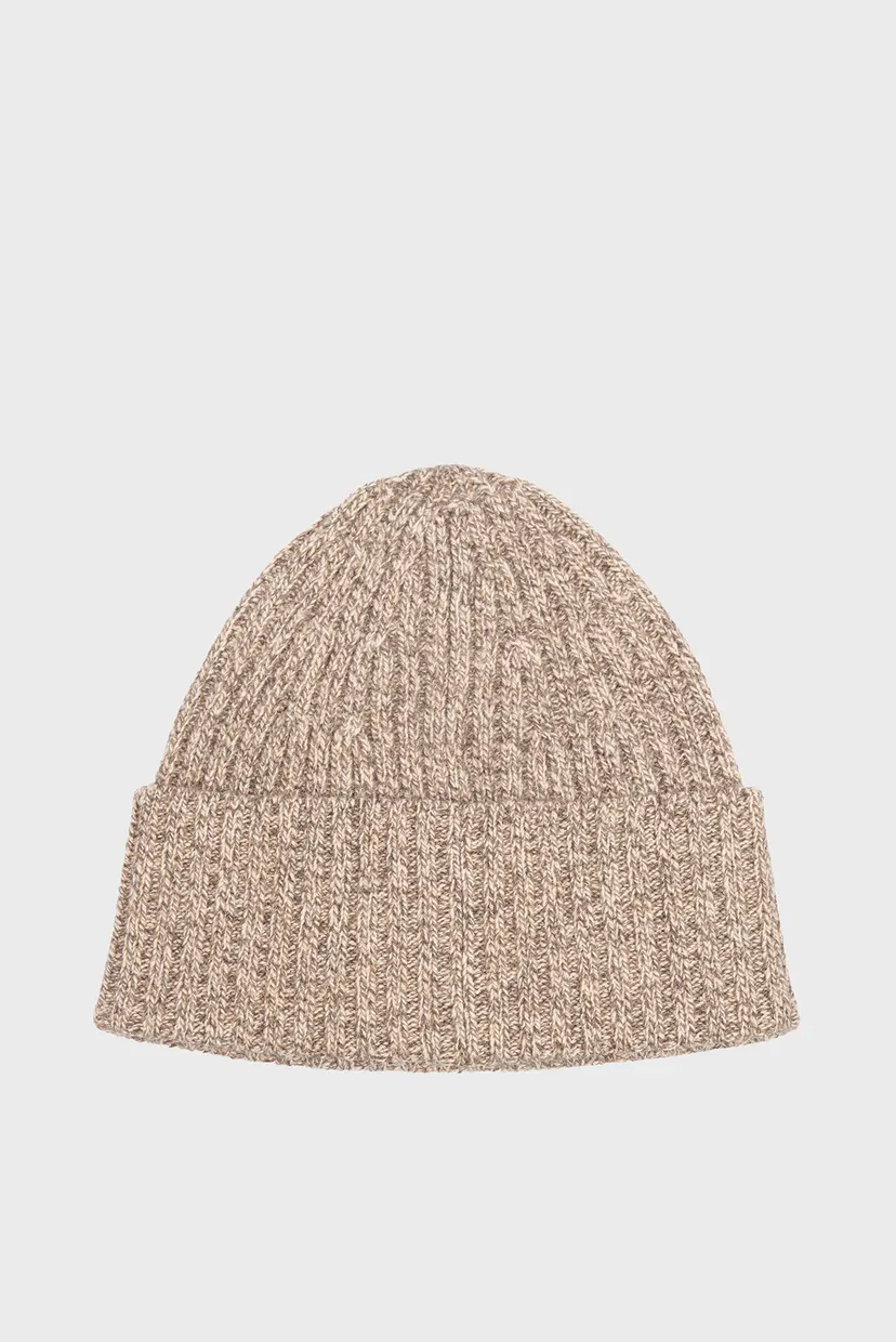 Мужская бежевая шерстяная шапка WOOL BLEND MOULINE BEANIE 3