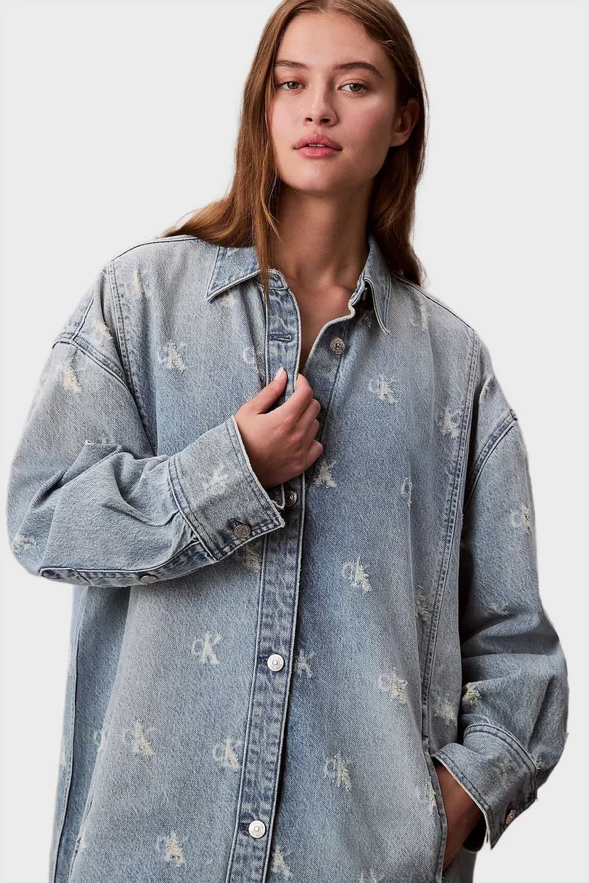 Женское голубое джинсовое платье с узором SHIRTDRESS 5