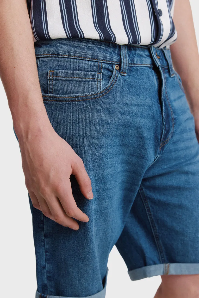 Чоловічі сині джинсові шорти slim fit 4