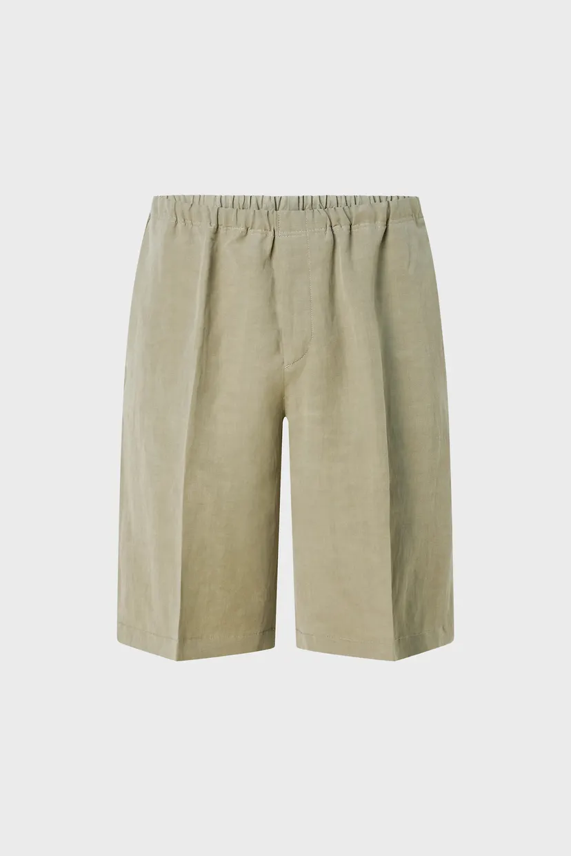 Мужские оливковые шорты LINEN VISCOSE SHORTS 5