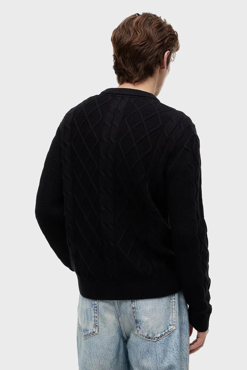 Чоловічий чорний светр REG CABLE KNIT SWEATER 3